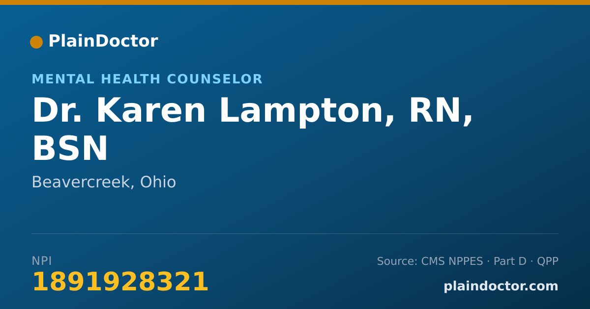 Shareable card for Karen Lampton, RN, BSN - Mental Health Counselor, Beavercreek, OH