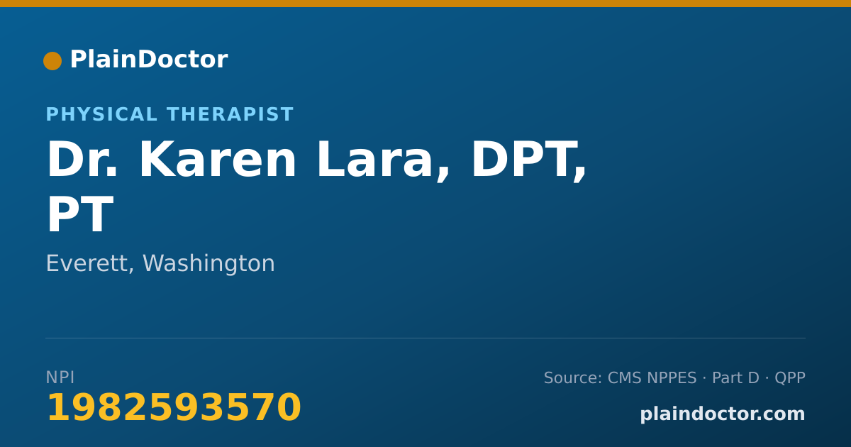 Shareable card for Karen Lara, DPT, PT - Physical Therapist, Everett, WA