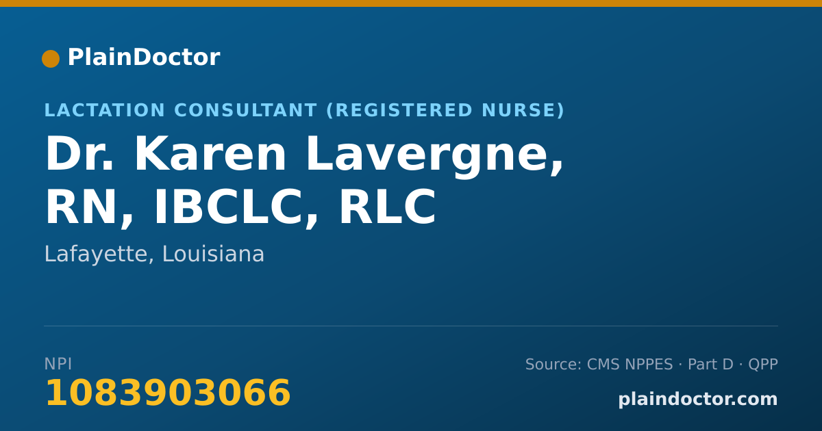 Shareable card for Karen Lavergne, RN, IBCLC, RLC - Lactation Consultant (Registered Nurse), Lafayette, LA
