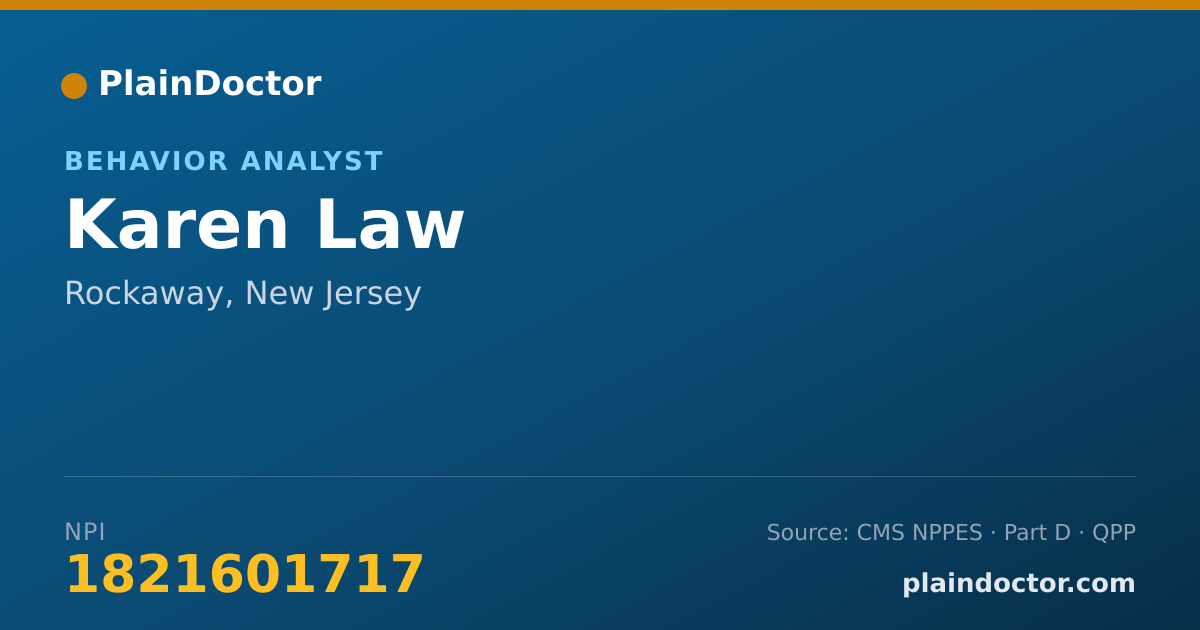 Shareable card for Karen Law - Behavior Analyst, Rockaway, NJ