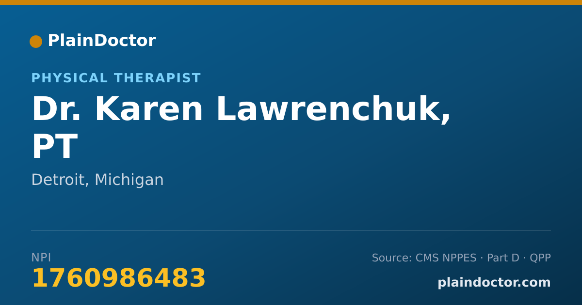Shareable card for Karen Lawrenchuk, PT - Physical Therapist, Detroit, MI