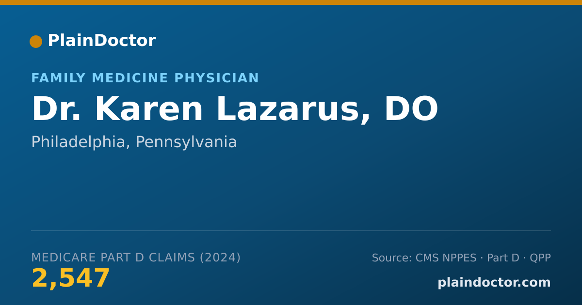 Shareable card for Karen Lazarus, DO - Family Medicine Physician, Philadelphia, PA