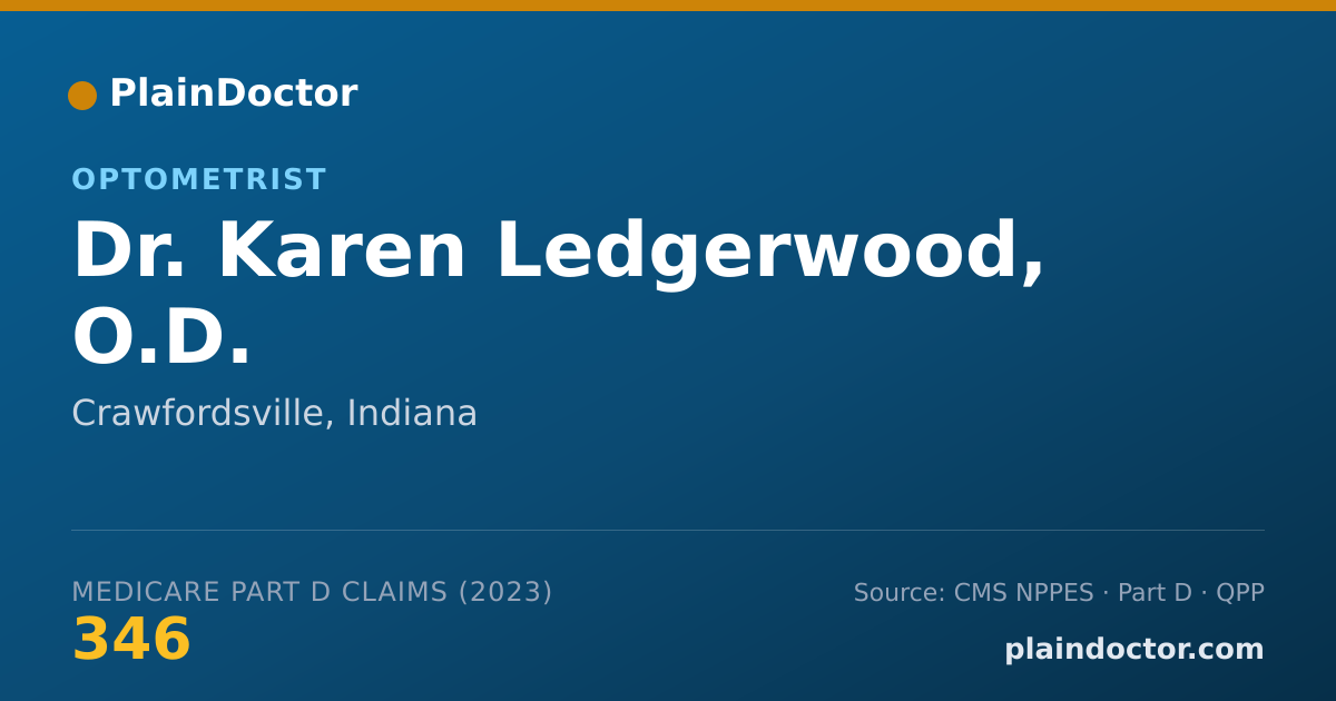 Shareable card for Karen Ledgerwood, O.D. - Optometrist, Crawfordsville, IN