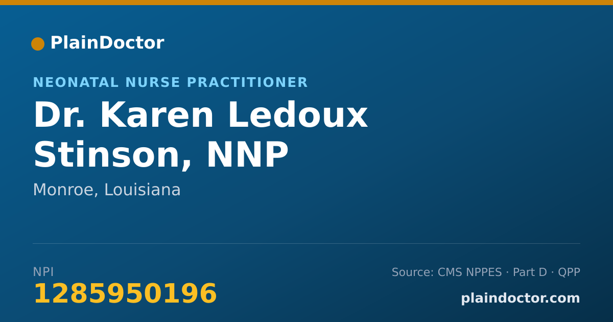 Shareable card for Karen Ledoux Stinson, NNP - Neonatal Nurse Practitioner, Monroe, LA