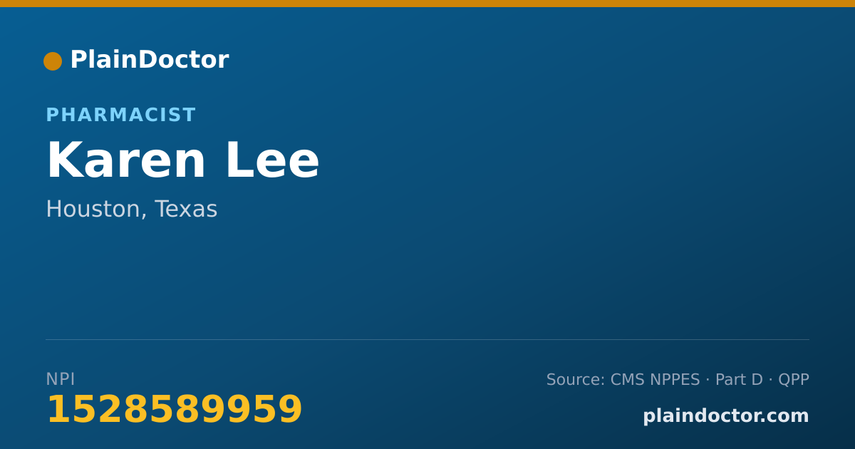 Shareable card for Karen Lee - Pharmacist, Houston, TX
