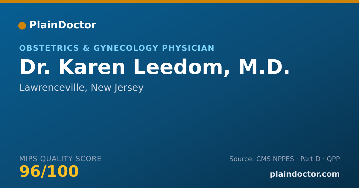 Shareable card for Karen Leedom, M.D. - Obstetrics & Gynecology Physician, Lawrenceville, NJ