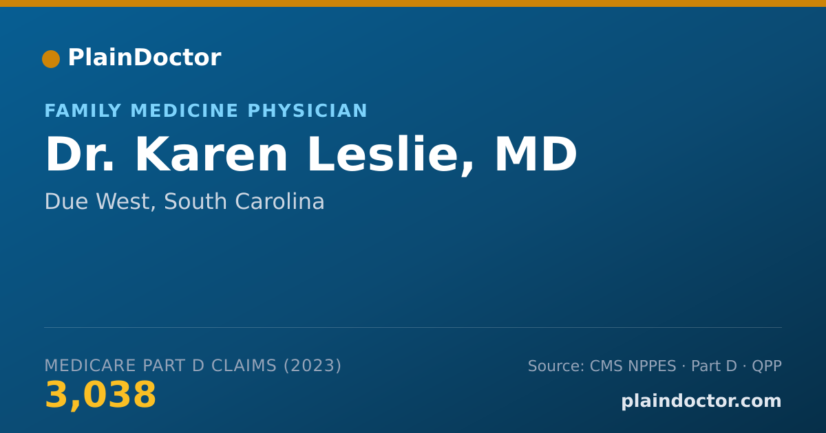 Shareable card for Karen Leslie, MD - Family Medicine Physician, Due West, SC
