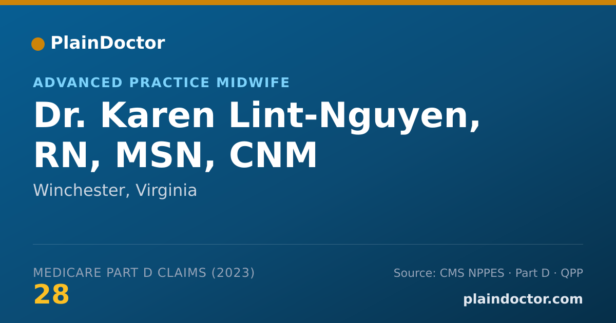 Shareable card for Karen Lint-Nguyen, RN, MSN, CNM - Advanced Practice Midwife, Winchester, VA