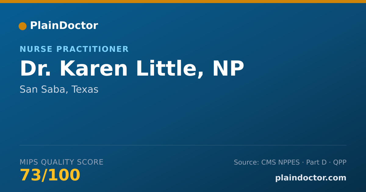 Shareable card for Karen Little, NP - Nurse Practitioner, San Saba, TX