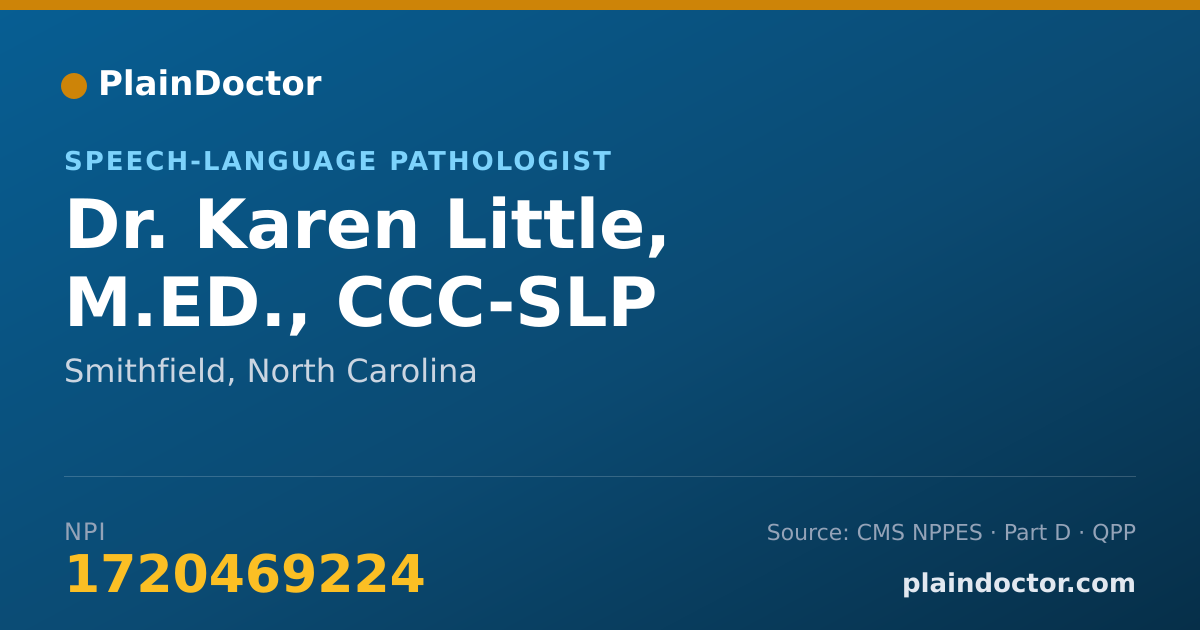 Shareable card for Karen Little, M.ED., CCC-SLP - Speech-Language Pathologist, Smithfield, NC