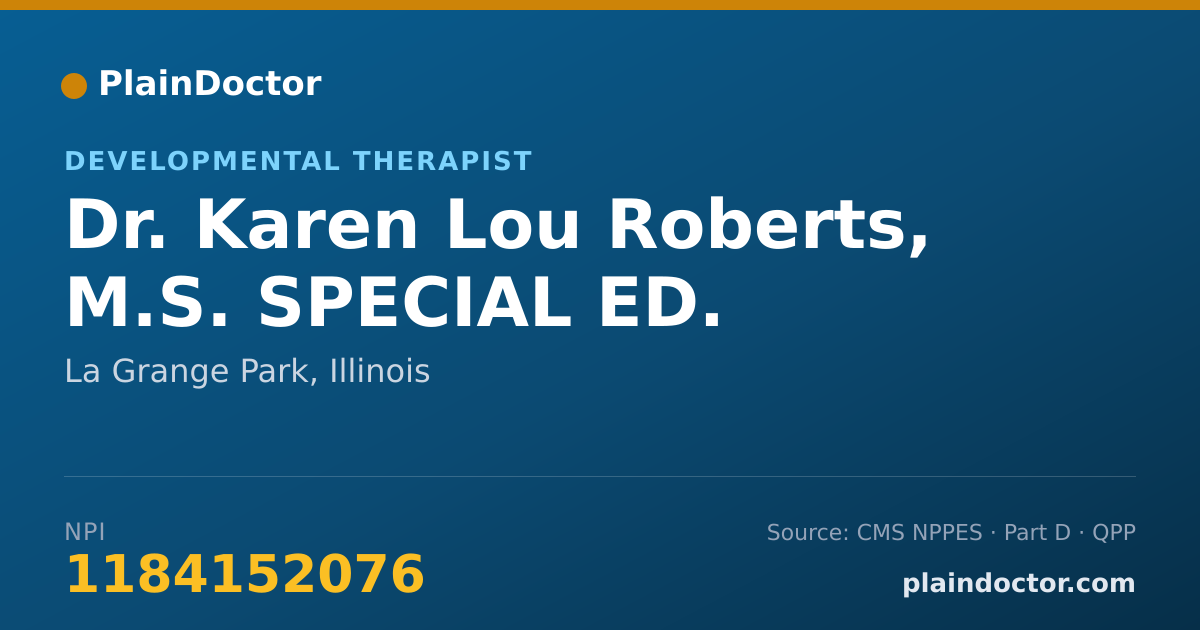 Shareable card for Karen Lou Roberts, M.S. SPECIAL ED. - Developmental Therapist, La Grange Park, IL