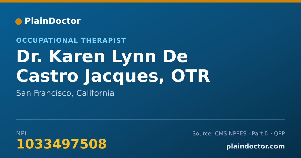 Shareable card for Karen Lynn De Castro Jacques, OTR - Occupational Therapist, San Francisco, CA