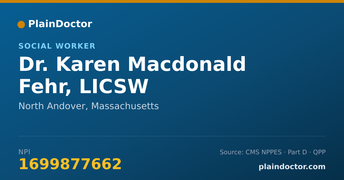 Shareable card for Karen Macdonald Fehr, LICSW - Social Worker, North Andover, MA