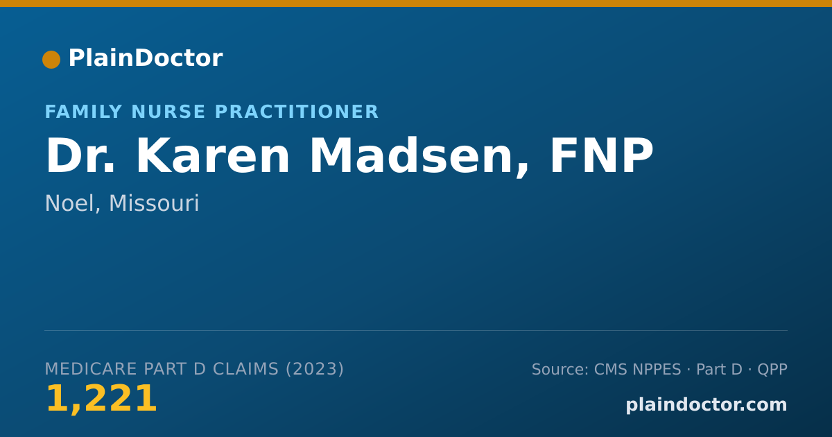Shareable card for Karen Madsen, FNP - Family Nurse Practitioner, Noel, MO