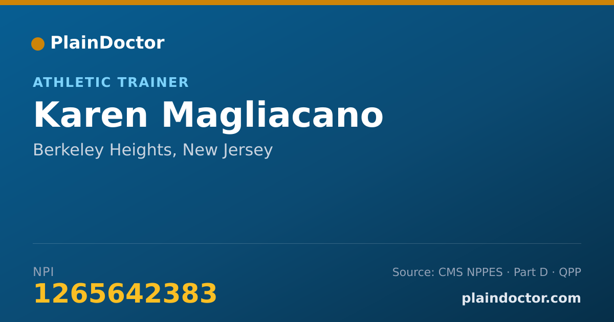 Shareable card for Karen Magliacano - Athletic Trainer, Berkeley Heights, NJ