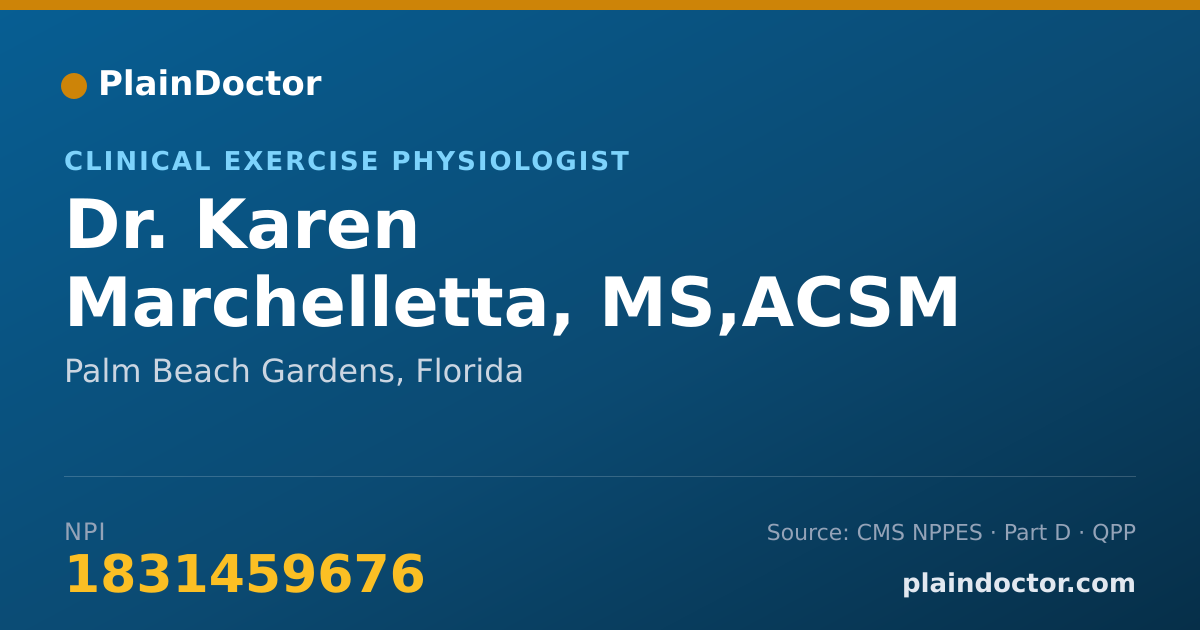 Shareable card for Karen Marchelletta, MS,ACSM CCES, CET - Clinical Exercise Physiologist, Palm Beach Gardens, FL