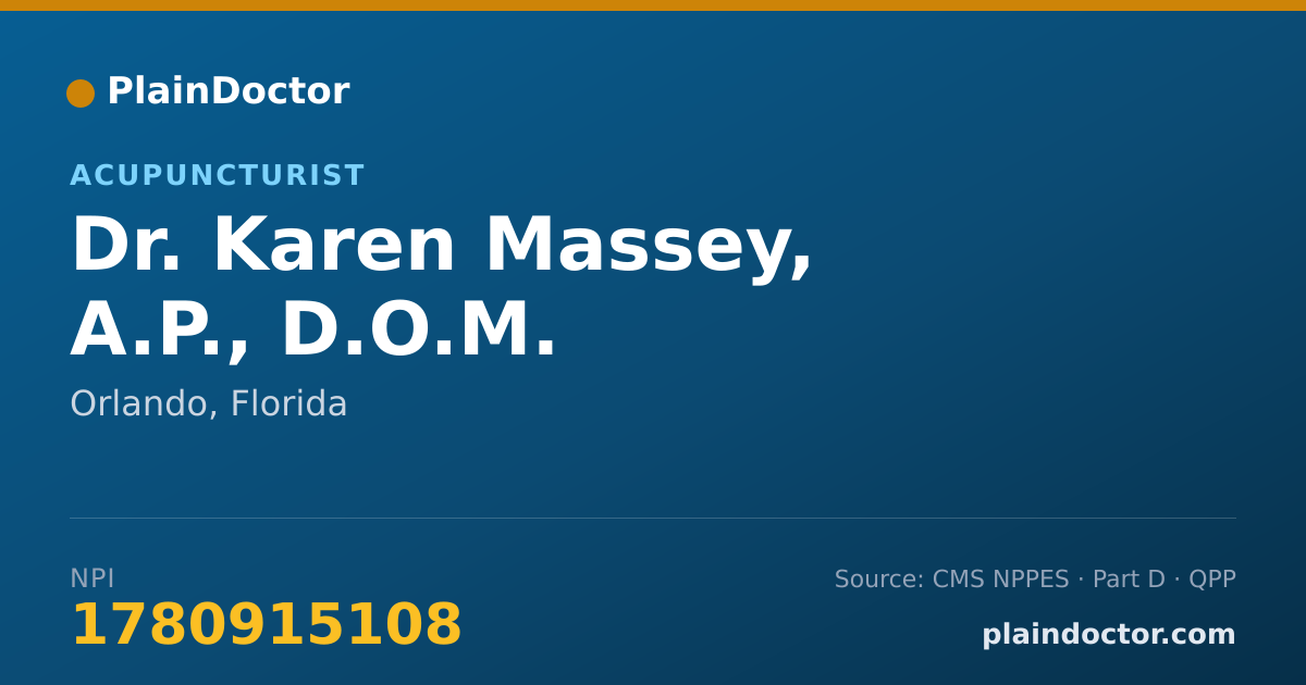 Shareable card for Karen Massey, A.P., D.O.M. - Acupuncturist, Orlando, FL