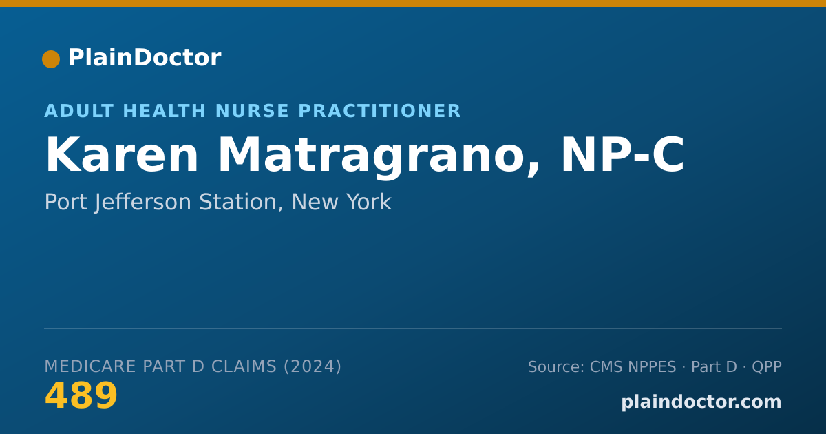 Shareable card for Karen Matragrano, NP-C - Adult Health Nurse Practitioner, Port Jefferson Station, NY