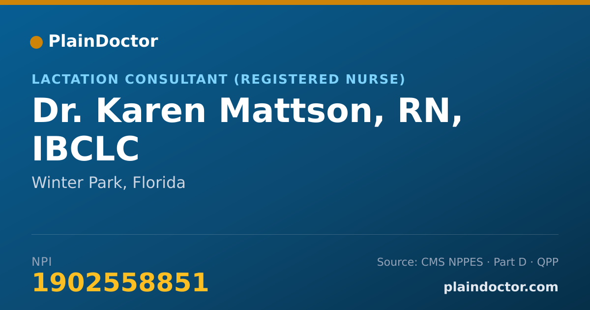 Shareable card for Karen Mattson, RN, IBCLC - Lactation Consultant (Registered Nurse), Winter Park, FL
