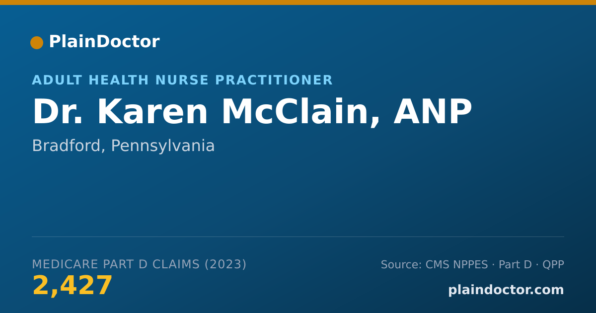 Shareable card for Karen McClain, ANP - Adult Health Nurse Practitioner, Bradford, PA