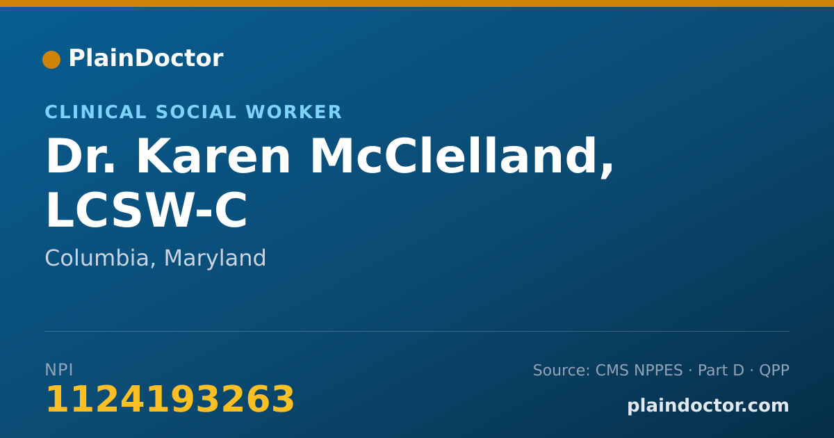 Shareable card for Karen McClelland, LCSW-C - Clinical Social Worker, Columbia, MD
