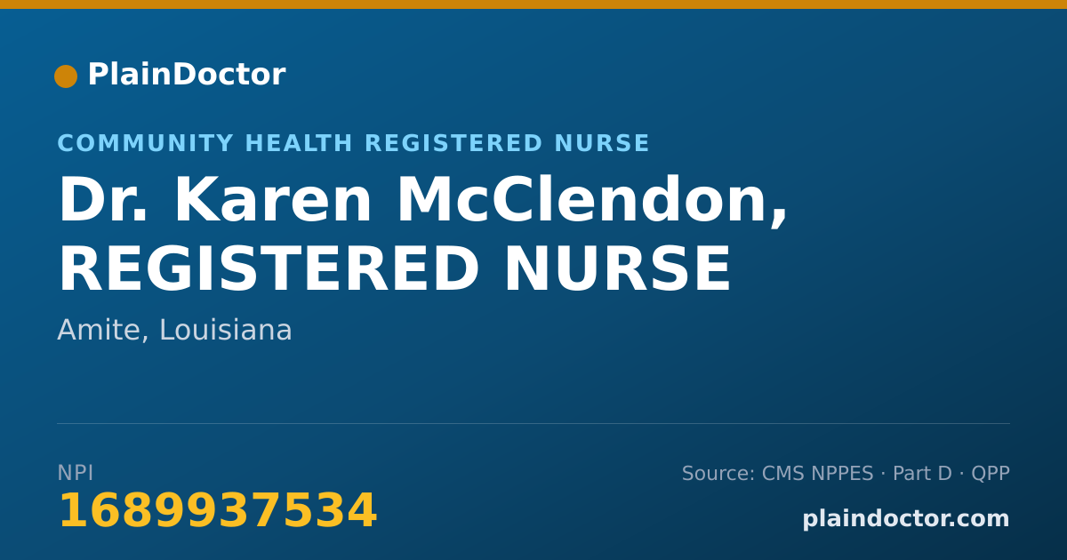 Shareable card for Karen McClendon, REGISTERED NURSE - Community Health Registered Nurse, Amite, LA