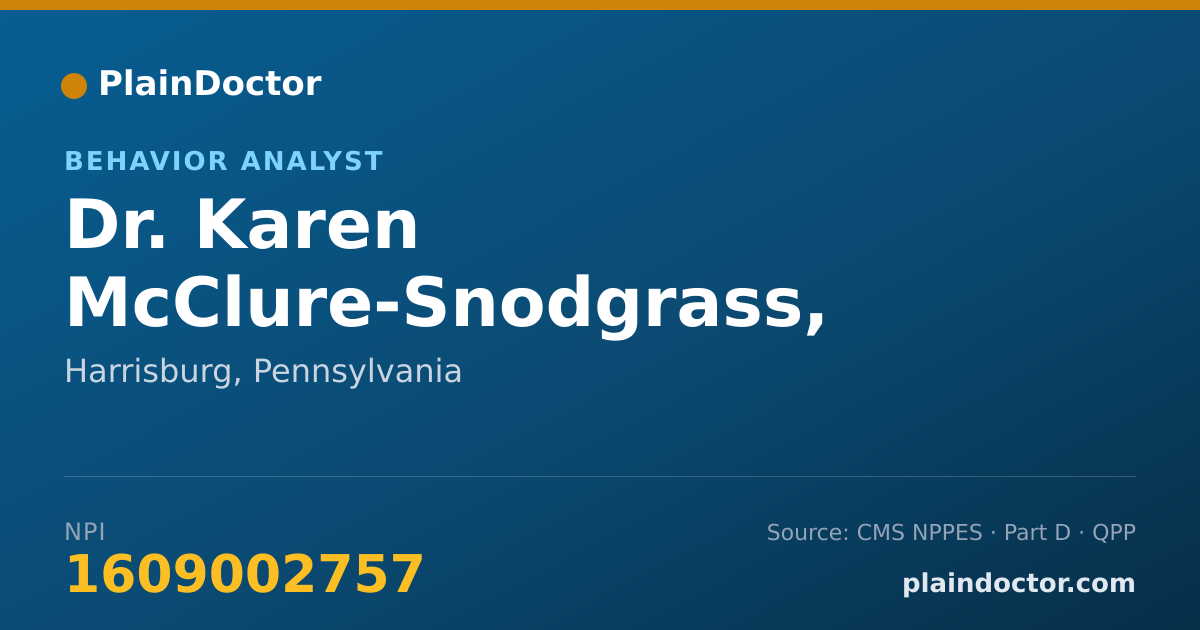 Shareable card for Karen McClure-Snodgrass, PSY.D. - Behavior Analyst, Harrisburg, PA