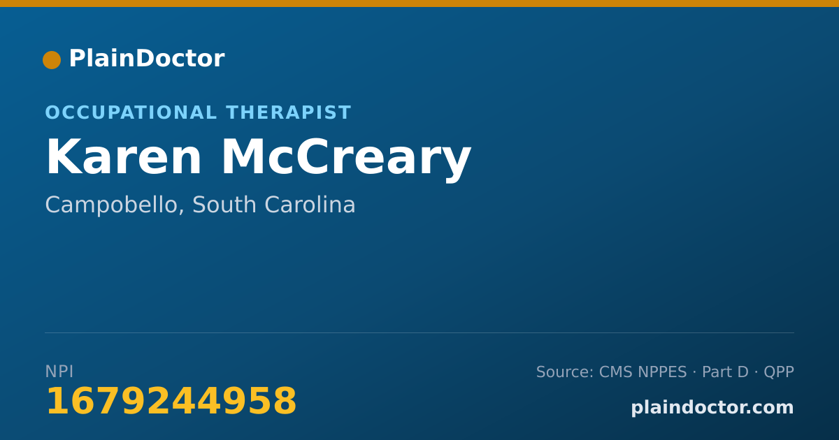 Shareable card for Karen McCreary - Occupational Therapist, Campobello, SC