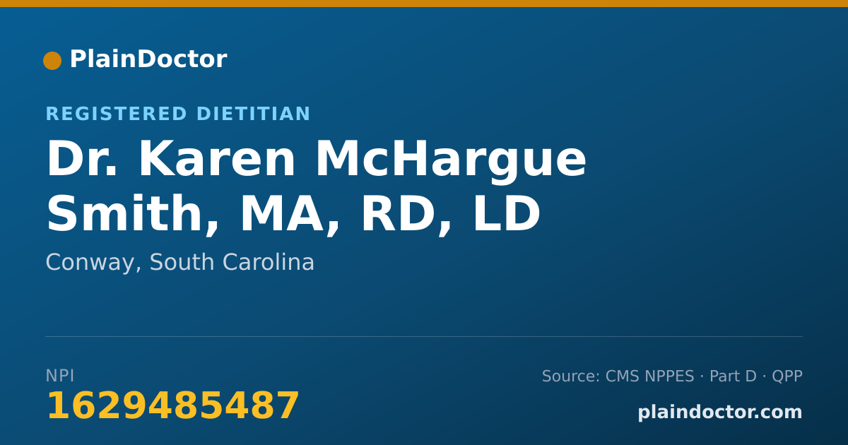 Shareable card for Karen McHargue Smith, MA, RD, LD - Registered Dietitian, Conway, SC
