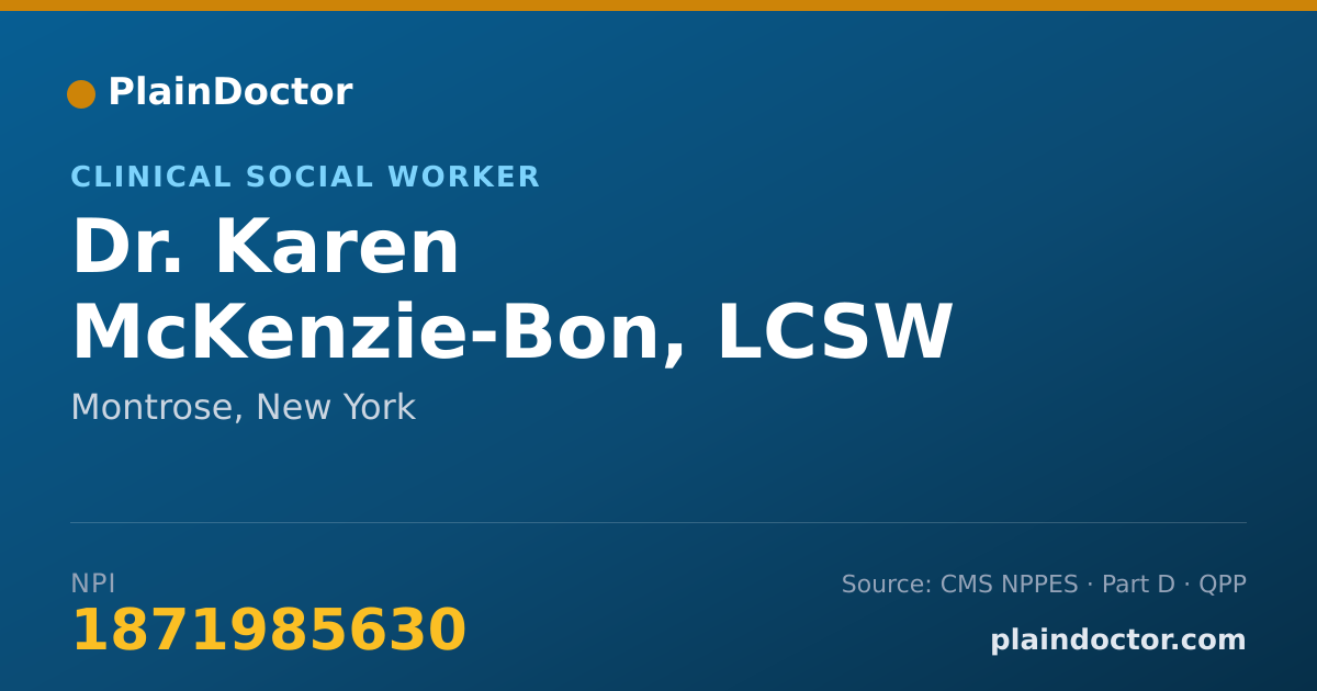 Shareable card for Karen McKenzie-Bon, LCSW - Clinical Social Worker, Montrose, NY