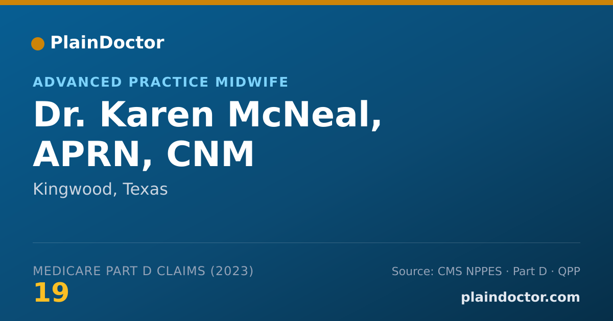 Shareable card for Karen McNeal, APRN, CNM - Advanced Practice Midwife, Kingwood, TX