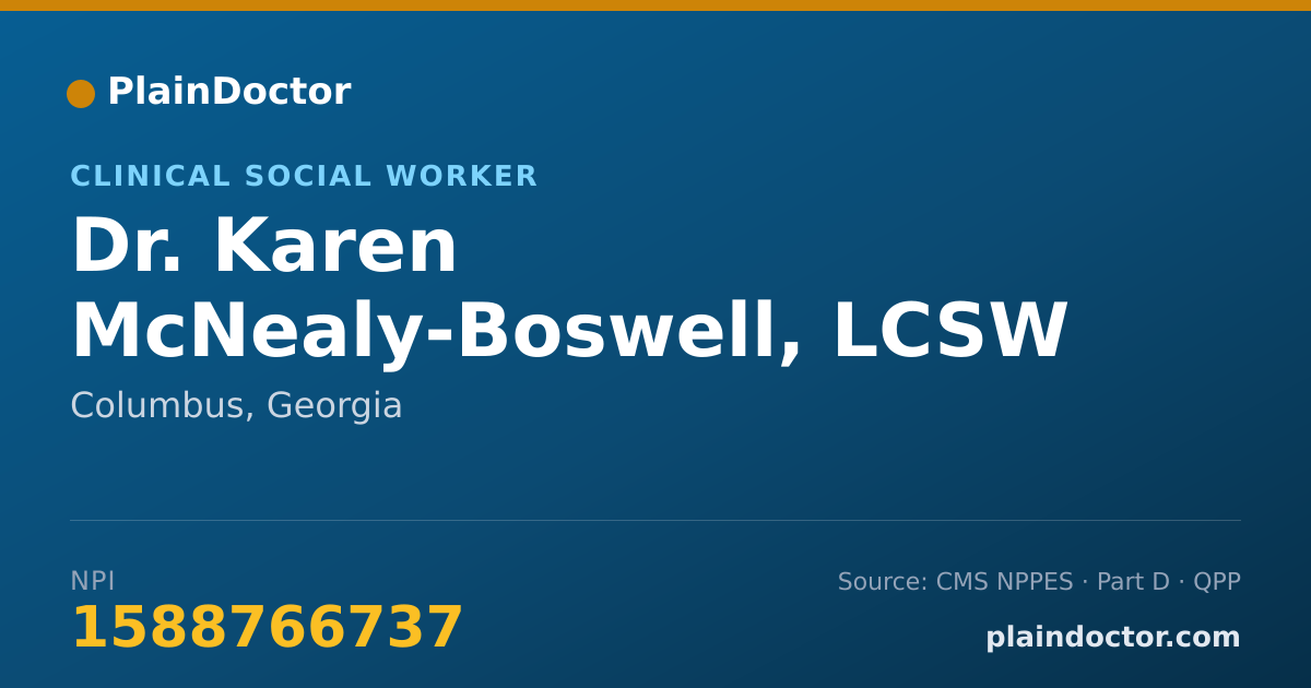 Shareable card for Karen McNealy-Boswell, LCSW - Clinical Social Worker, Columbus, GA