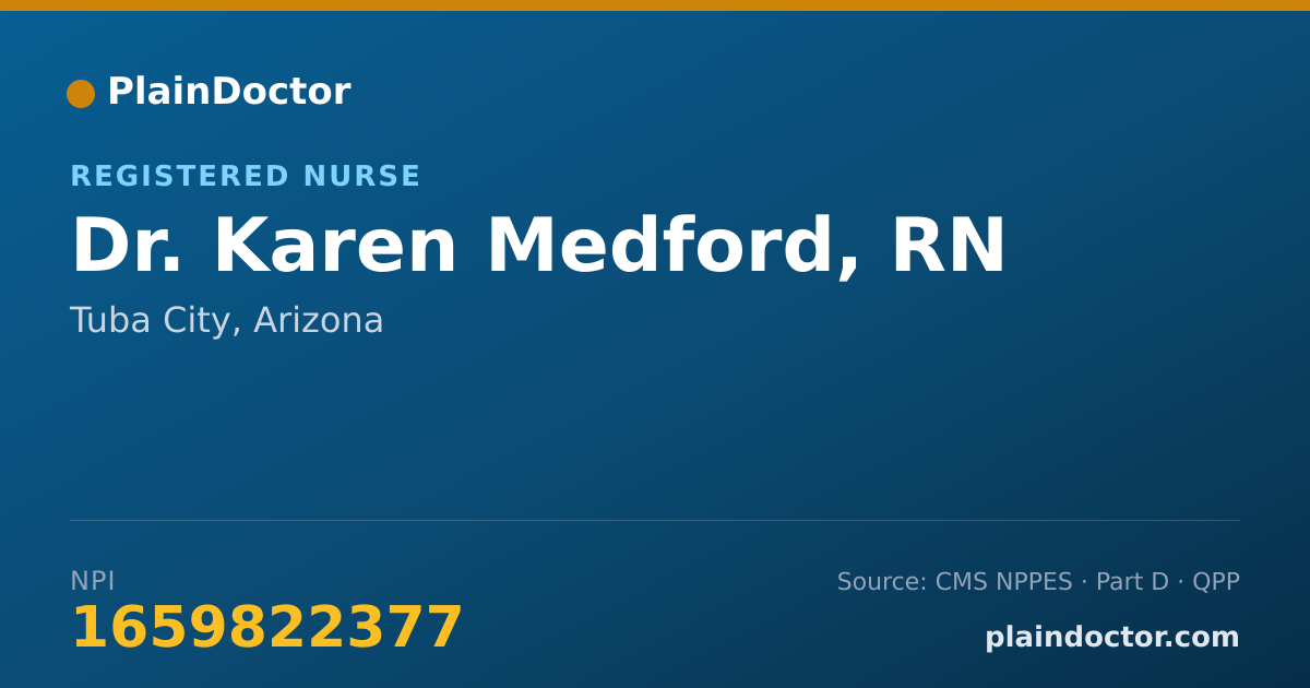 Shareable card for Karen Medford, RN - Registered Nurse, Tuba City, AZ