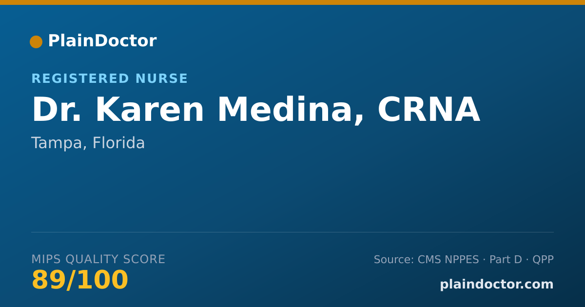 Shareable card for Karen Medina, CRNA - Registered Nurse, Tampa, FL