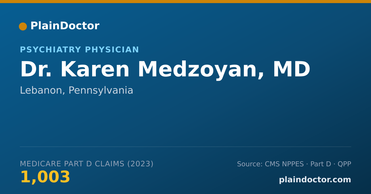 Shareable card for Karen Medzoyan, MD - Psychiatry Physician, Lebanon, PA