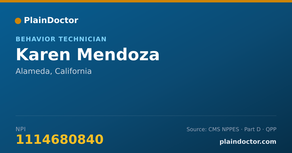 Shareable card for Karen Mendoza - Behavior Technician, Alameda, CA