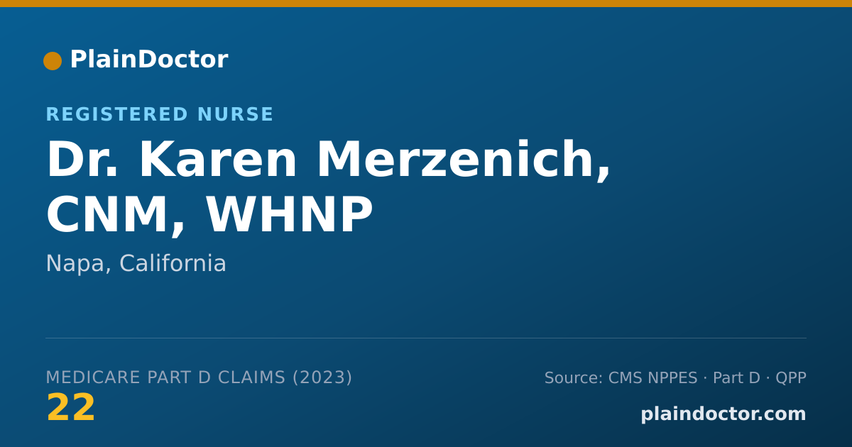 Shareable card for Karen Merzenich, CNM, WHNP - Registered Nurse, Napa, CA