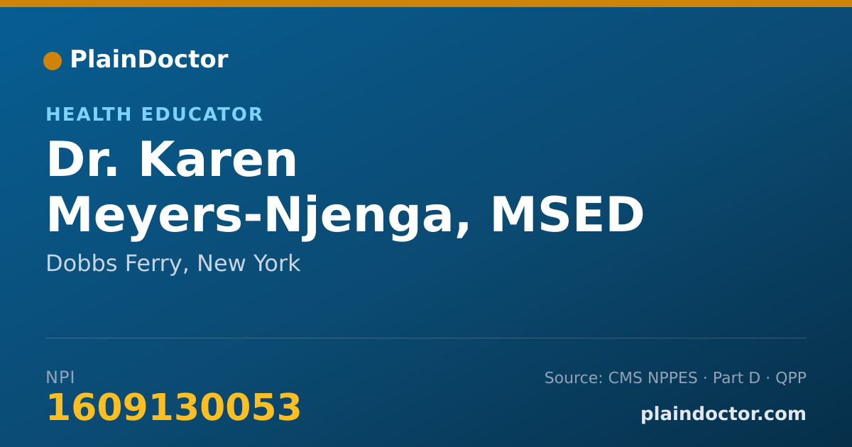 Shareable card for Karen Meyers-Njenga, MSED - Health Educator, Dobbs Ferry, NY