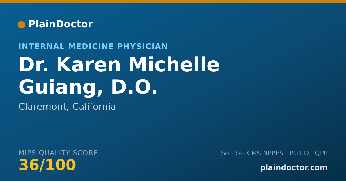 Shareable card for Karen Michelle Guiang, D.O. - Internal Medicine Physician, Claremont, CA