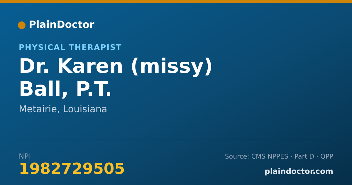 Shareable card for Karen (missy) Ball, P.T. - Physical Therapist, Metairie, LA
