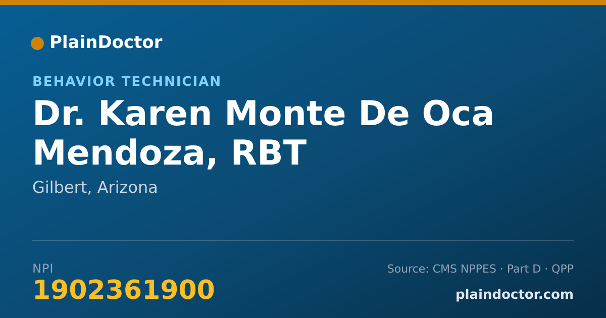 Shareable card for Karen Monte De Oca Mendoza, RBT - Behavior Technician, Gilbert, AZ