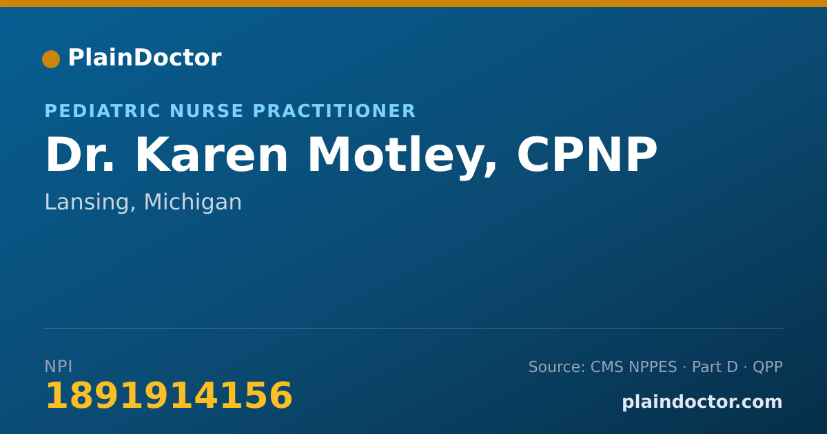 Shareable card for Karen Motley, CPNP - Pediatric Nurse Practitioner, Lansing, MI
