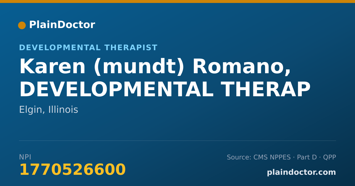 Shareable card for Karen (mundt) Romano, DEVELOPMENTAL THERAP - Developmental Therapist, Elgin, IL