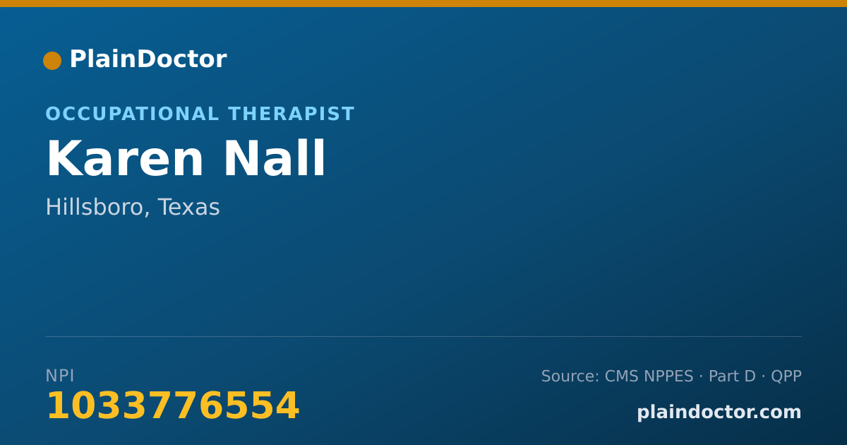 Shareable card for Karen Nall - Occupational Therapist, Hillsboro, TX