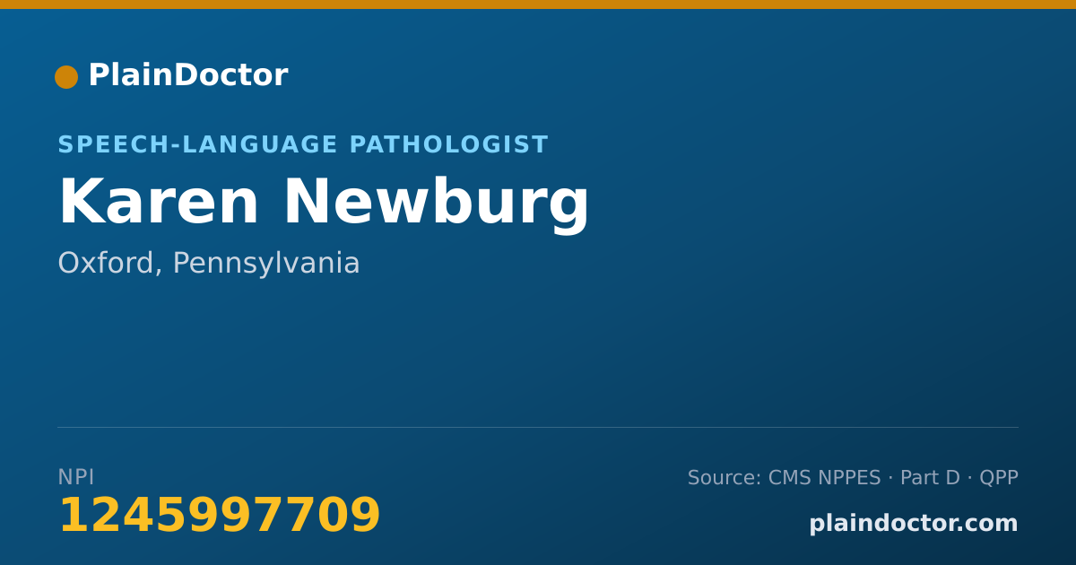 Shareable card for Karen Newburg - Speech-Language Pathologist, Oxford, PA