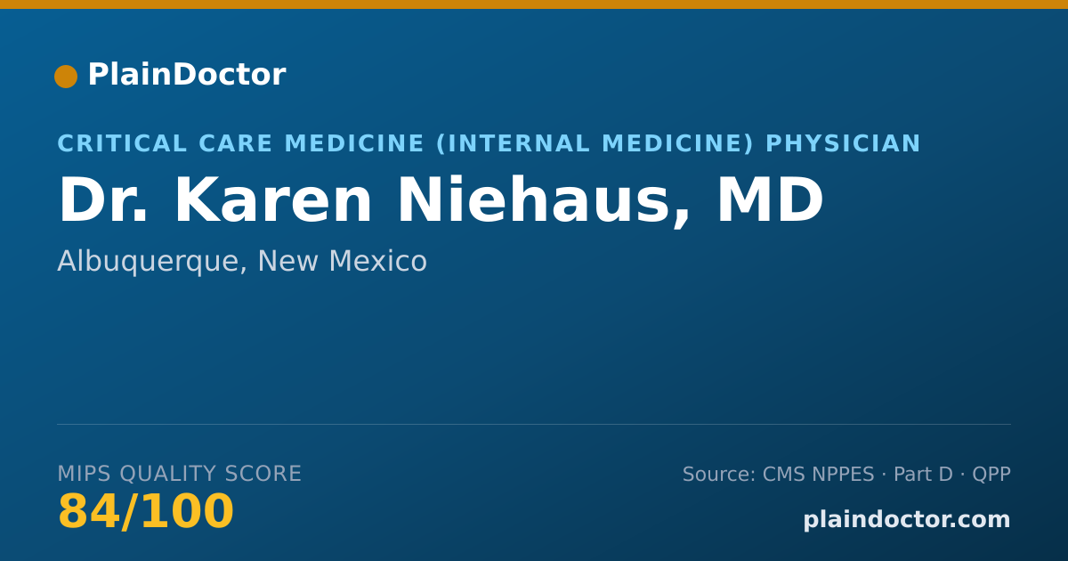 Shareable card for Karen Niehaus, MD - Critical Care Medicine (Internal Medicine) Physician, Albuquerque, NM