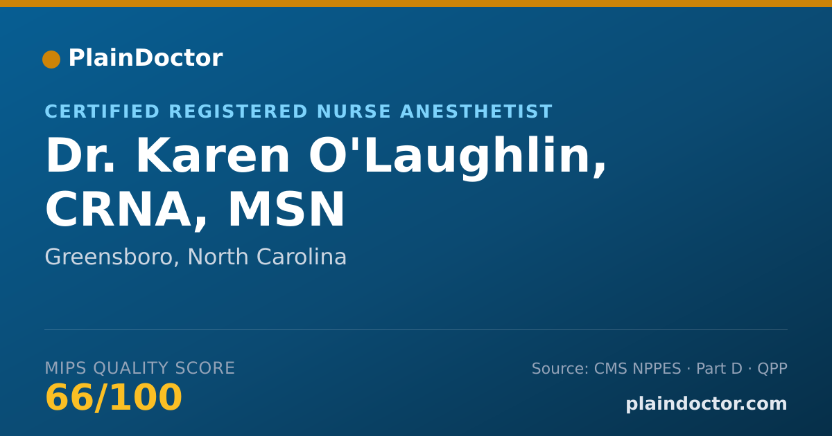 Shareable card for Karen O'Laughlin, CRNA, MSN - Certified Registered Nurse Anesthetist, Greensboro, NC