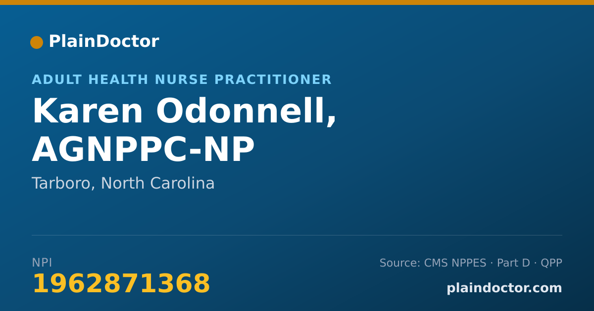 Shareable card for Karen Odonnell, AGNPPC-NP - Adult Health Nurse Practitioner, Tarboro, NC