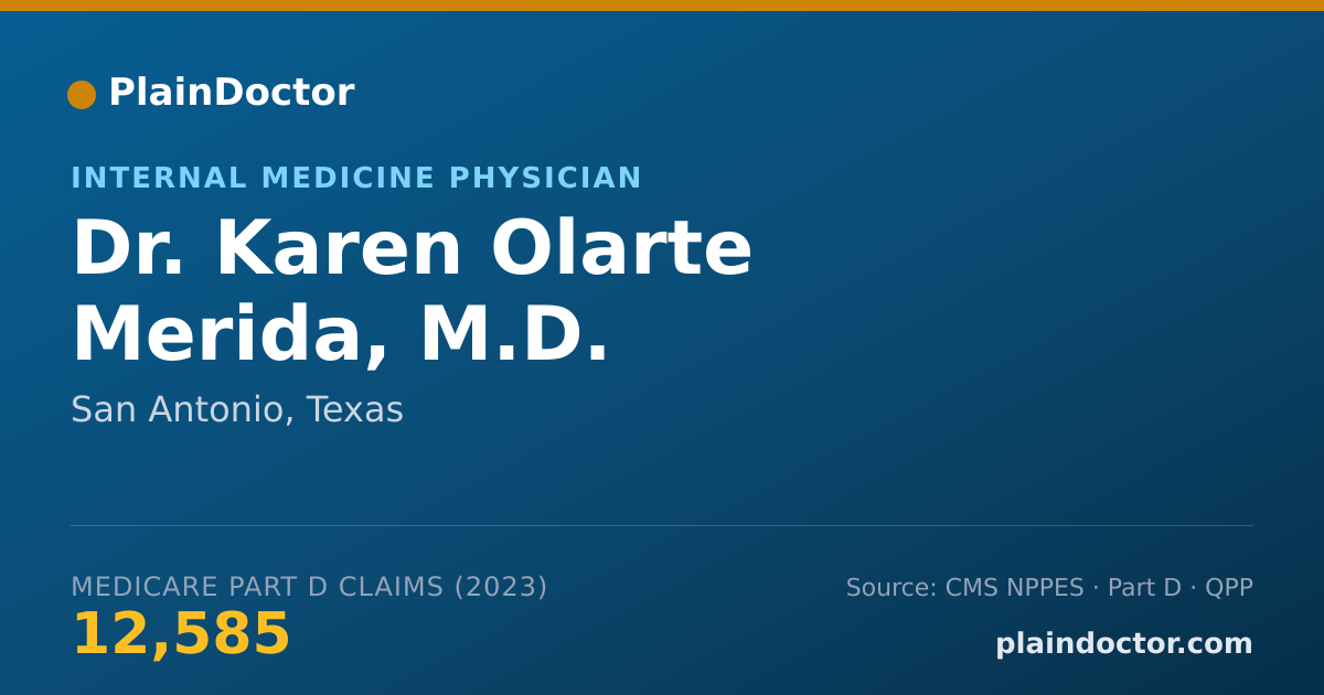 Shareable card for Karen Olarte Merida, M.D. - Internal Medicine Physician, San Antonio, TX