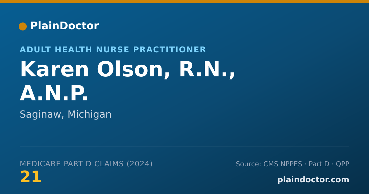 Shareable card for Karen Olson, R.N., A.N.P. - Adult Health Nurse Practitioner, Saginaw, MI